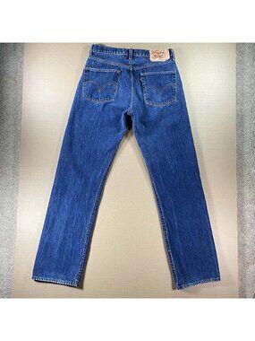 Levis 501 Denim Jeans Dark Wash Indigo Blue 2007 Original Fit Mens Sz 34x36
